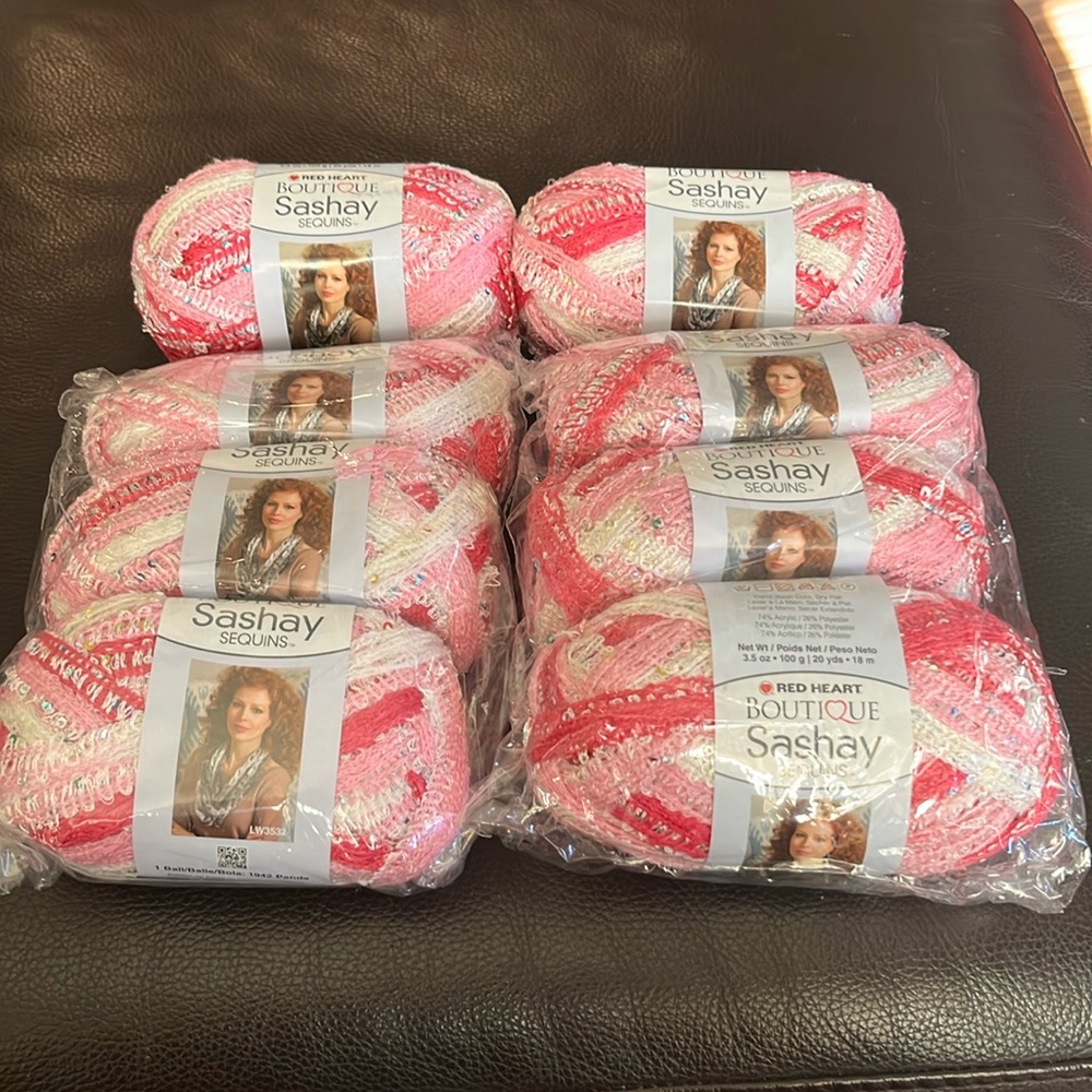 NWT Lot of 8 Sashay Sequins Red Heart Boutique “Cotton Candy”